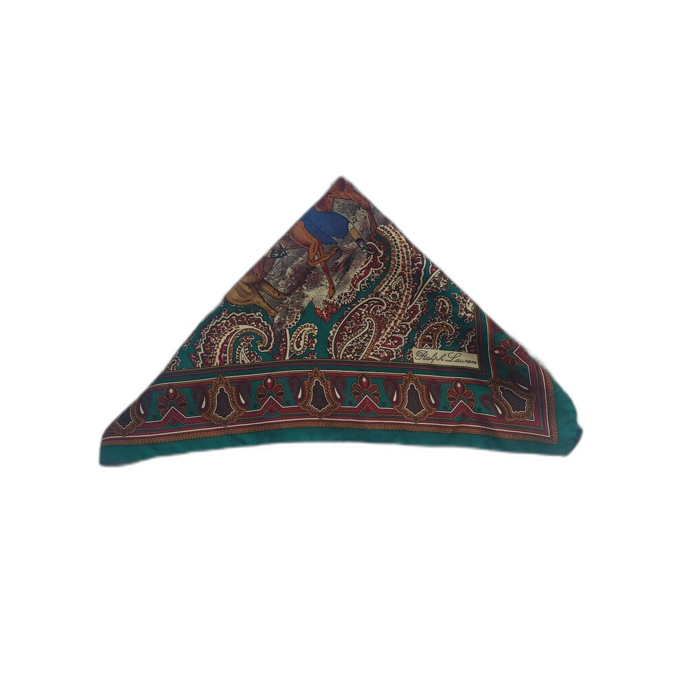 Vintage Ralph Lauren Polo Horse Silk Scarf Handkerchief